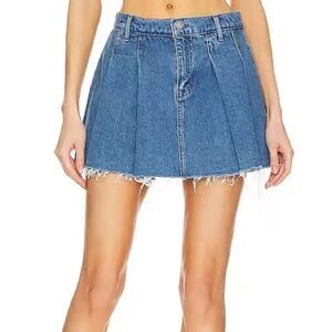 Lovers and Friends Revolve Angel California Denim Jean Pleated Mini Skirt XS